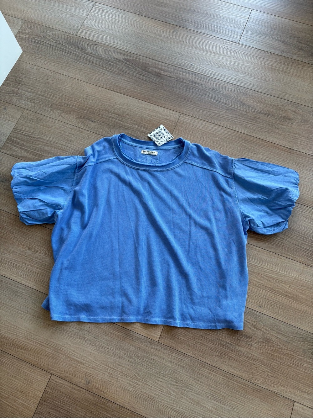 We The Free Blue Boxy Short Sleeve Tee